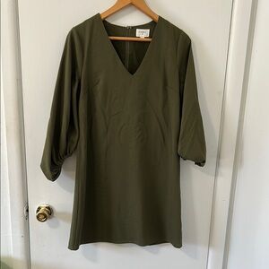 Olive Green V-Neck Women's Top
